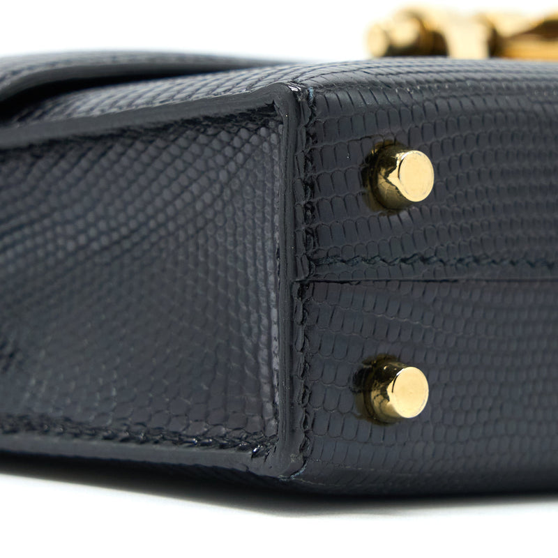 Hermes Mini Verrou Lizard Black GHW Stamp D