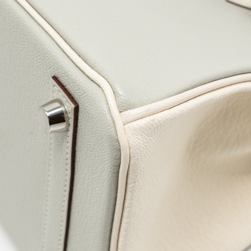 Hermes Birkin 25 Special Order Chèvre Mysore Gris Perle/Craie Brushed SHW Stamp U