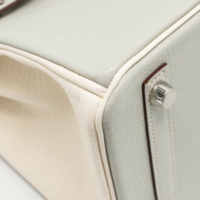 Hermes Birkin 25 Special Order Chèvre Mysore Gris Perle/Craie Brushed SHW Stamp U