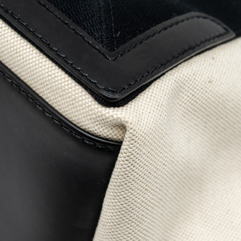Balenciaga Cabas Tote Bag Canvas/Calfskin Natural/Black SHW