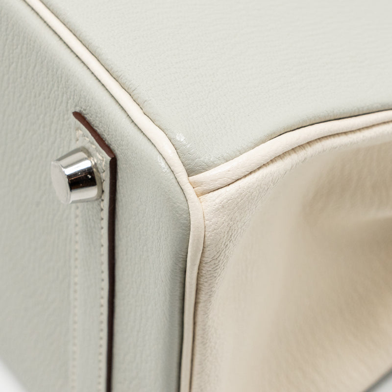 Hermes Birkin 25 Special Order Chèvre Mysore Gris Perle/Craie Brushed SHW Stamp U