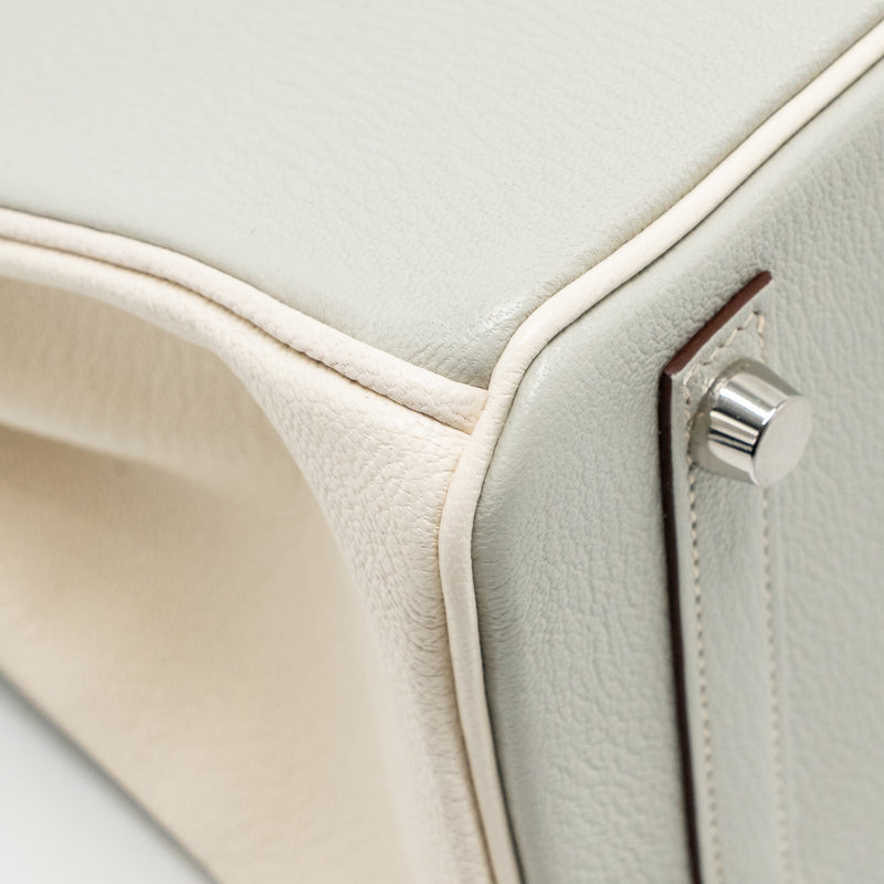 Hermes Birkin 25 Special Order Chèvre Mysore Gris Perle/Craie Brushed SHW Stamp U