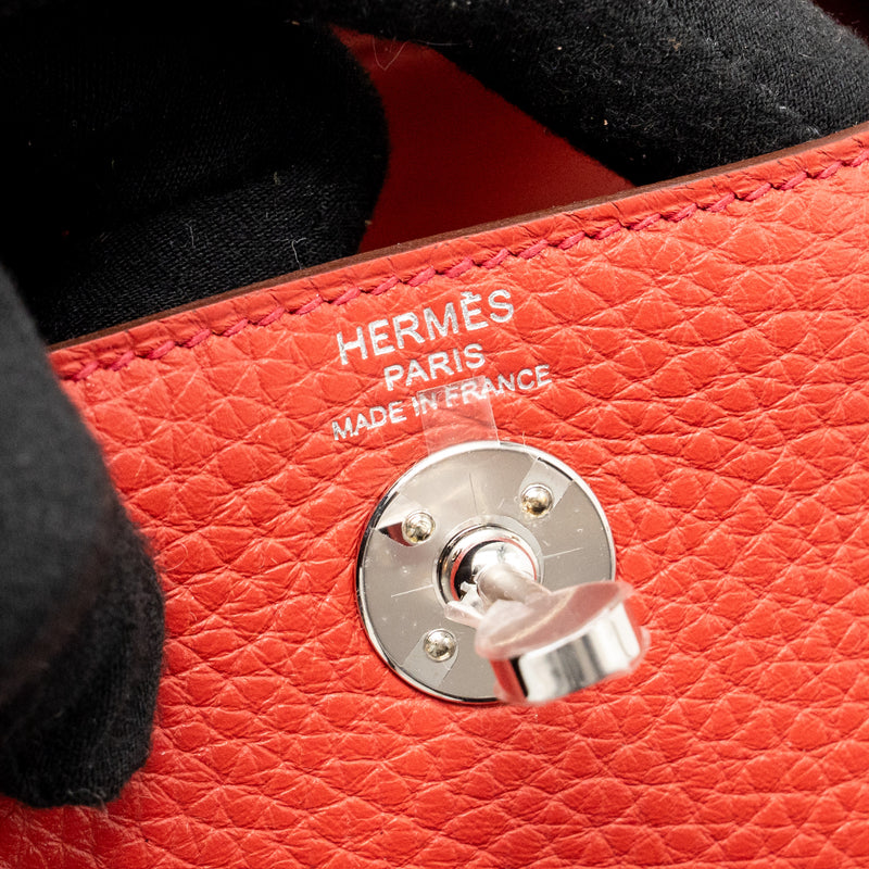 Hermes Mini Lindy Clemence Vermillon SHW Stamp B