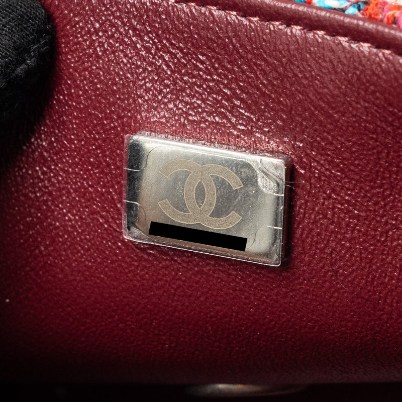 Chanel Mini Rectangular Flap Bag Tweed Multicolour Ruthenium Hardware(Microchip)