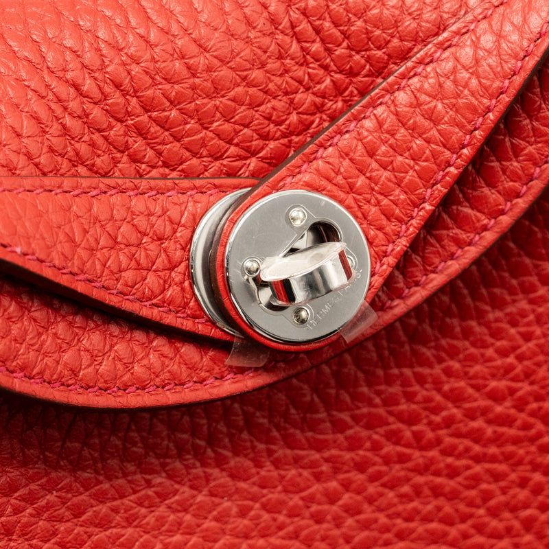 Hermes Mini Lindy Clemence Vermillon SHW Stamp B