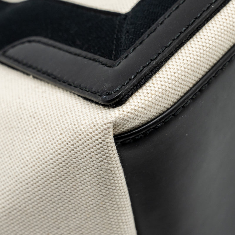 Balenciaga Cabas Tote Bag Canvas/Calfskin Natural/Black SHW