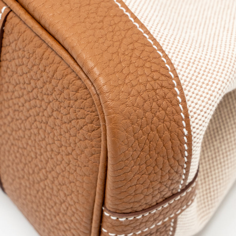 Hermes Neo Garden Party 23 Canvas/Negonda Ecru-Beige/Gold SHW Stamp K