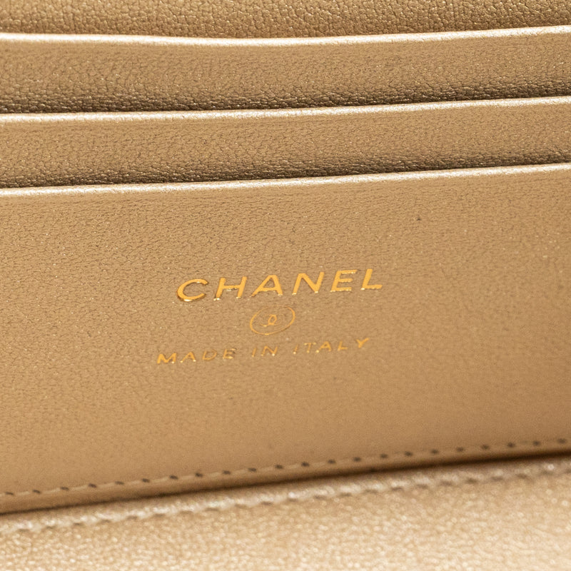 Chanel 23C Long Vanity with chain shiny lambskin black GHW (Microchip)