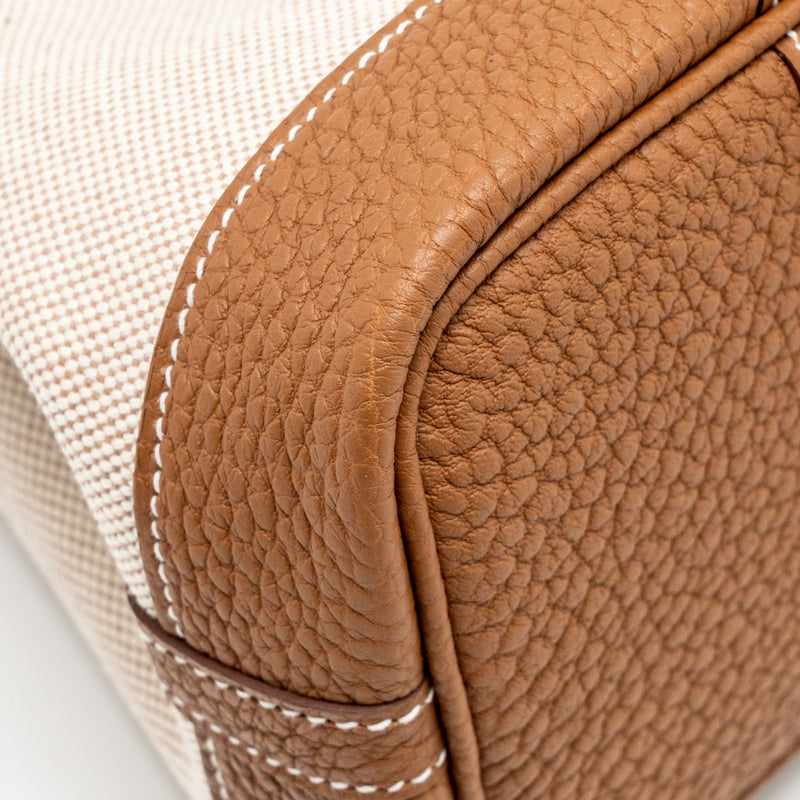 Hermes Neo Garden Party 23 Canvas/Negonda Ecru-Beige/Gold SHW Stamp K