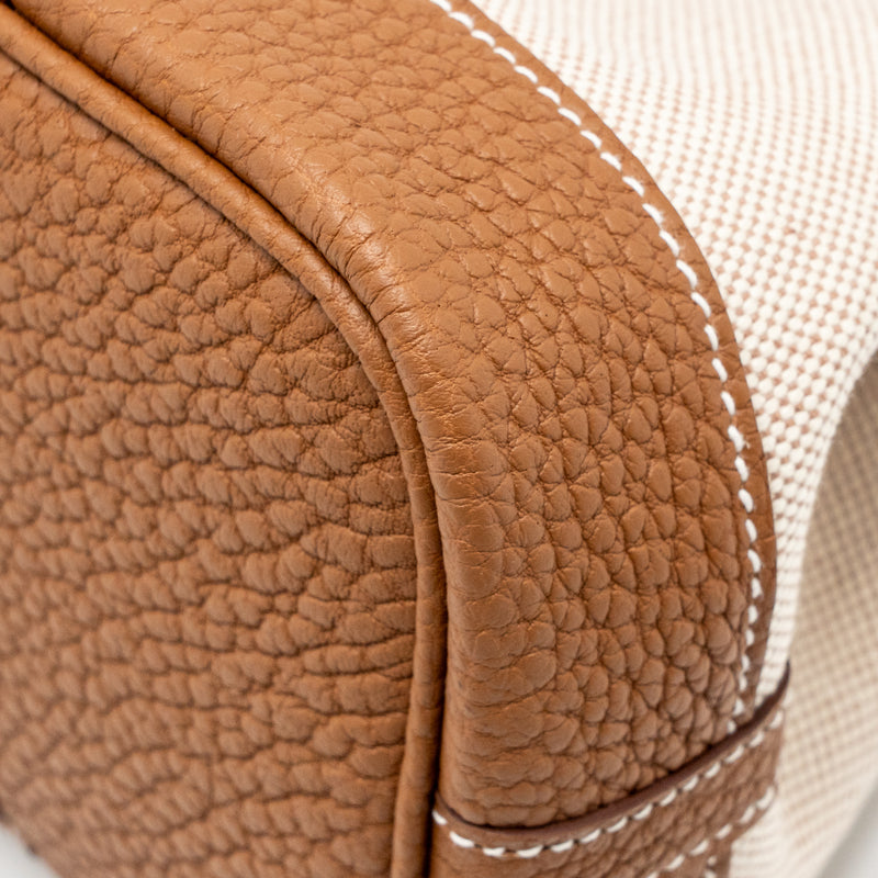 Hermes Neo Garden Party 23 Canvas/Negonda Ecru-Beige/Gold SHW Stamp K