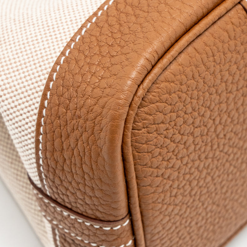 Hermes Neo Garden Party 23 Canvas/Negonda Ecru-Beige/Gold SHW Stamp K