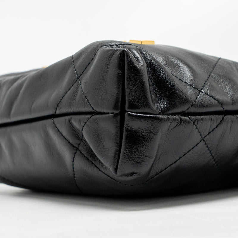 Chanel Mini 22 Bag Shiny Calfskin Black GHW (Microchip)