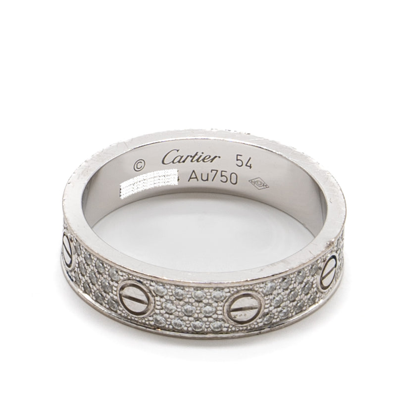 Cartier Size 54 Love Wedding Band White Gold Diamond-Paved