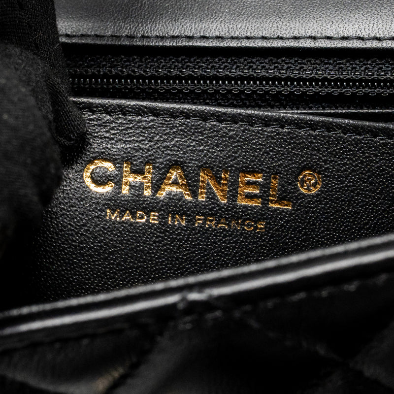 Chanel Mini Rectangular Flap Bag Lambskin Black LGHW (microchip)