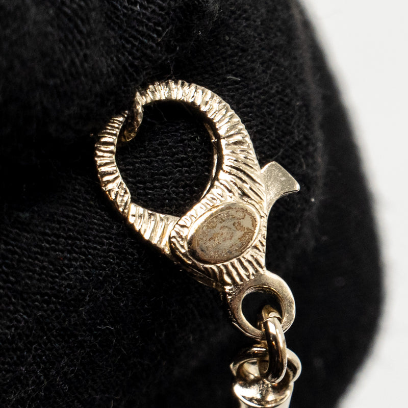 Chanel cc logo dropped necklace crystal light gold tone