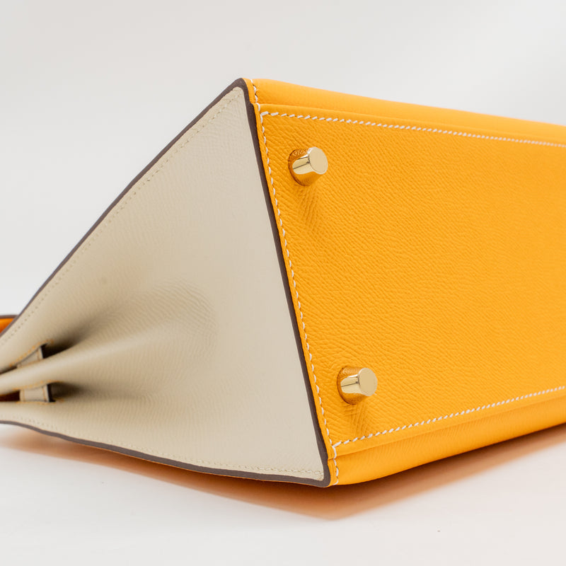 Hermes Kelly 28 Special Order Epsom Jaune D’Or/Craie Brushed GHW Stamp D
