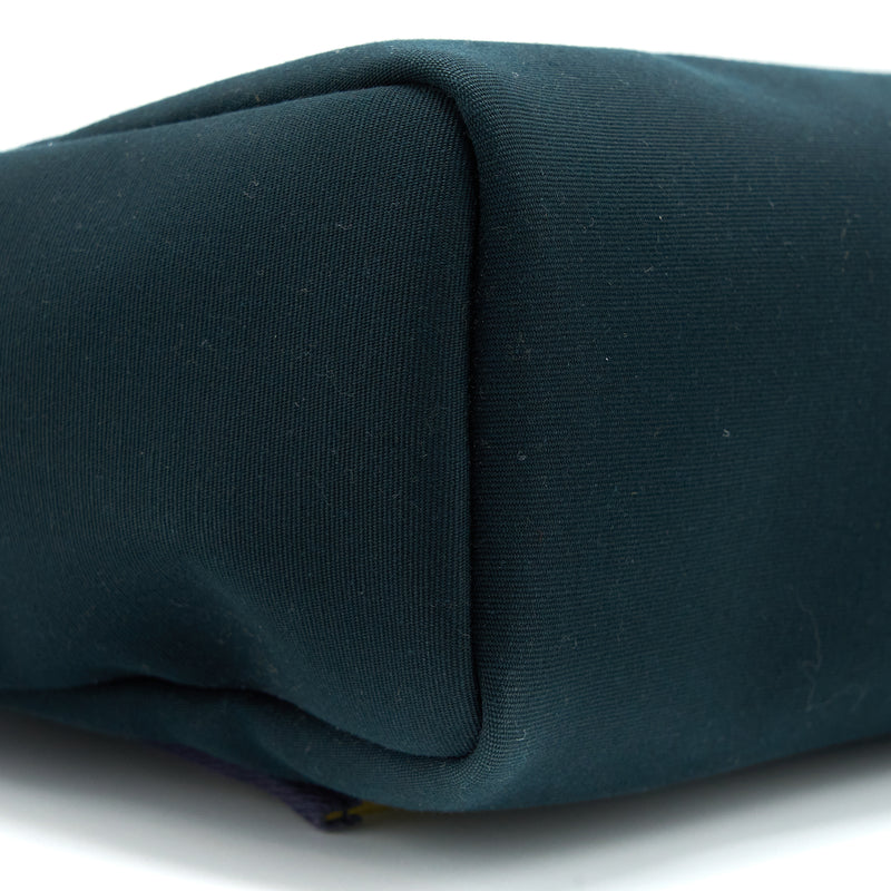 Hermes Herbag 31 Zip Bag Canvas/ Hunter Leather Vert Cypres-VT Olive/ Blue Indigo SHW Stamp Z