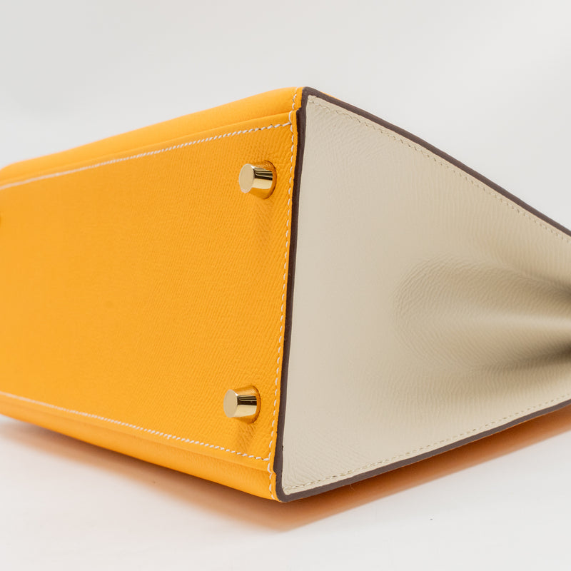 Hermes Kelly 28 Special Order Epsom Jaune D’Or/Craie Brushed GHW Stamp D