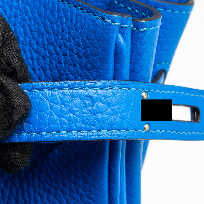 Hermes Birkin 35 Togo T7 Blue Hydra SHW Stamp Square P