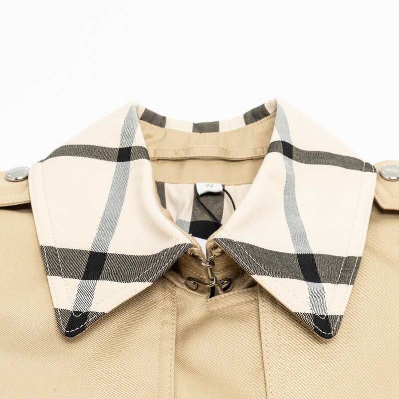 Burberry Size 4 Check Panel Mid-Length Trench Coat Beige