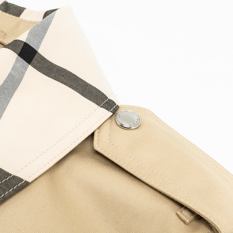 Burberry Size 4 Check Panel Mid-Length Trench Coat Beige