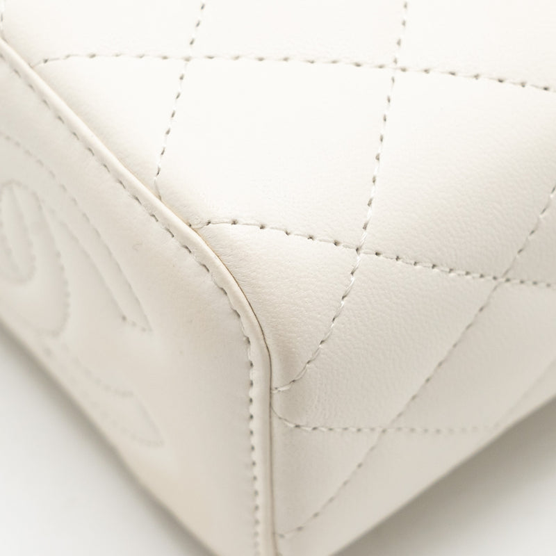 Chanel Pearl Crush Mini Vanity with Chain Lambskin White LGHW (Microchip)