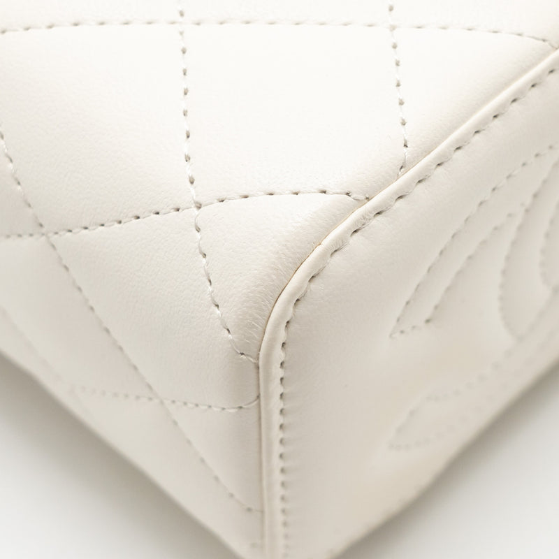 Chanel Pearl Crush Mini Vanity with Chain Lambskin White LGHW (Microchip)