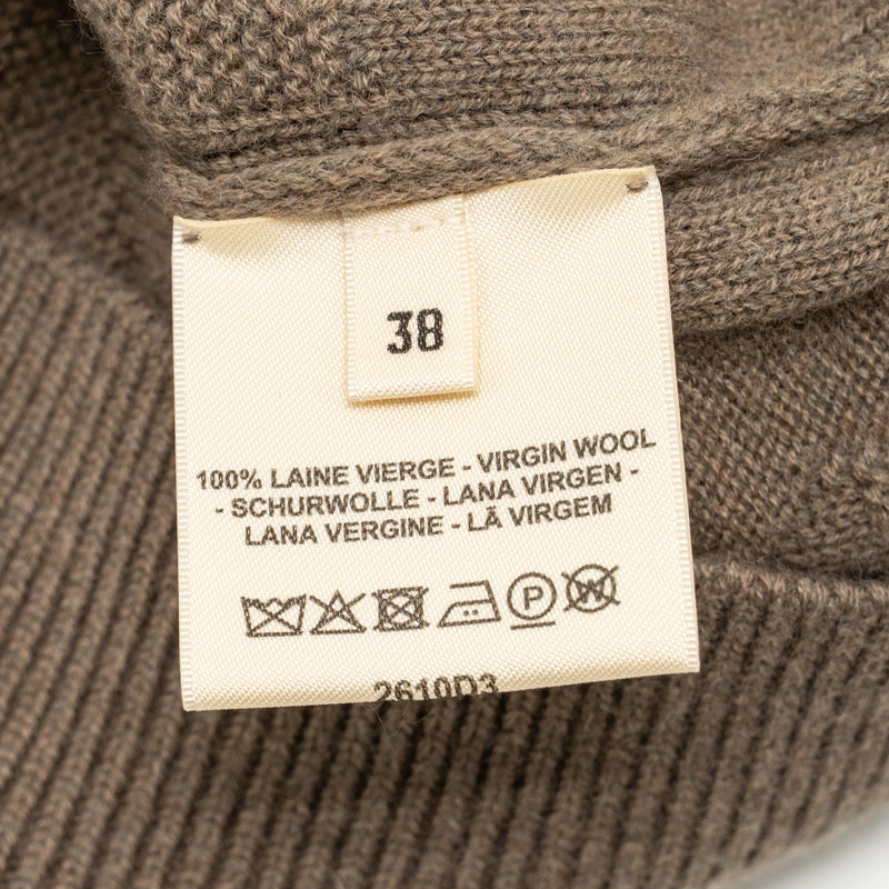Hermes Size 38 H Long-sleeve Sweater Virgin Wool Gris Etoupe