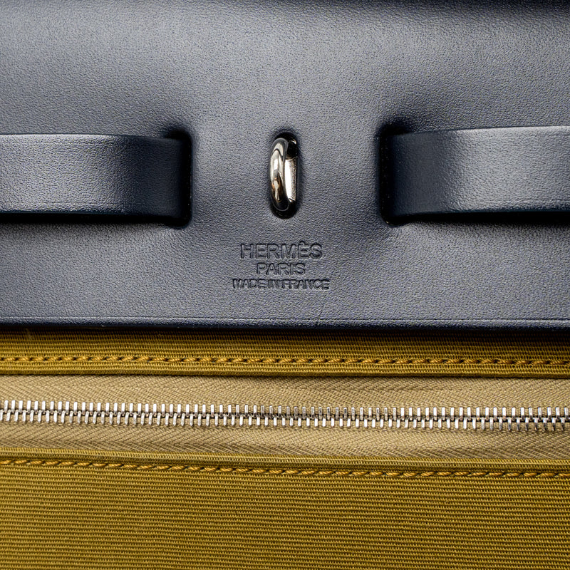 Hermes Herbag 31 Zip Bag Canvas/Vache Hunter Vert Cypres/Vert Olive/Blue Indigo SHW Stamp Z