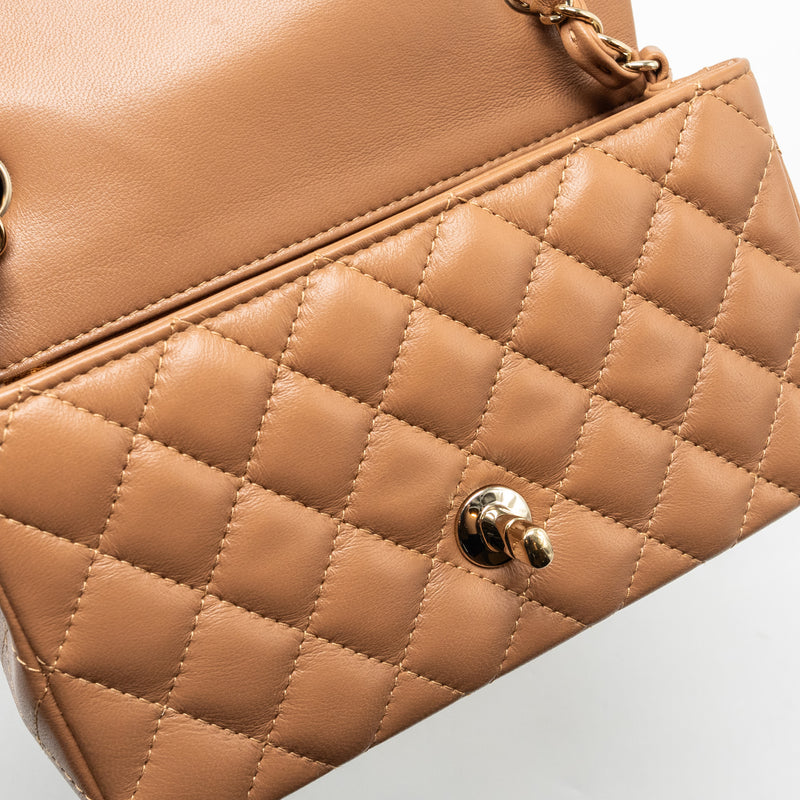 Chanel 22s Mini Rectangular Flap Bag Lambskin Caramel LGHW (microchip)