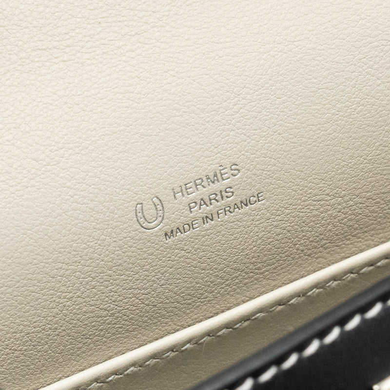Hermes Kelly Pochette special order Swift black/ Gris perle SHW stamp K