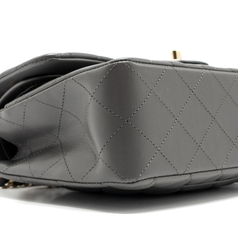 Chanel 22A Small Classic Double Flap Bag Lambskin Grey LGHW(Microchip)