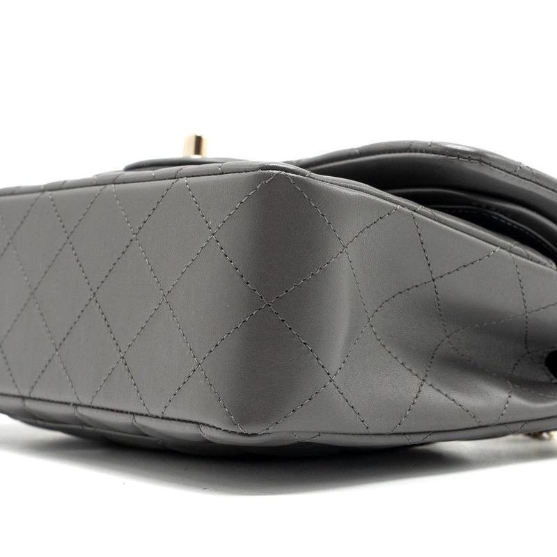 Chanel 22A Small Classic Double Flap Bag Lambskin Grey LGHW(Microchip)