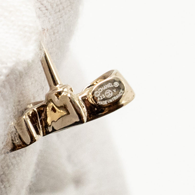 Chanel Coco Chanel letter earrings light gold tone