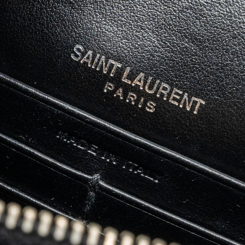 Saint Laurent/YSL Sunset Bag Croc-Embossed Calfskin Black SHW