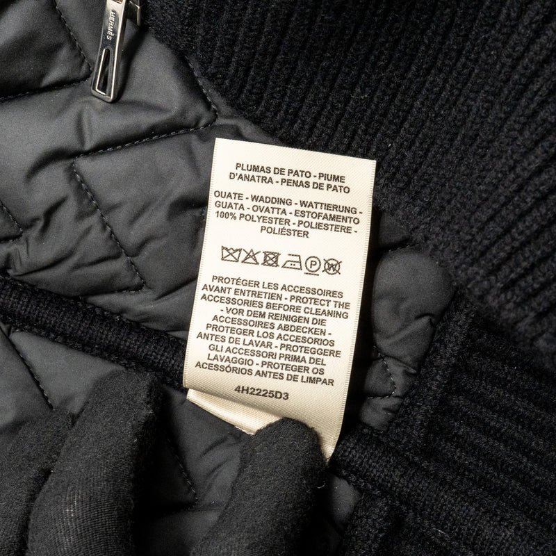 Hermes Size 36 Zip Blouson Jacket Virgin Wool Black