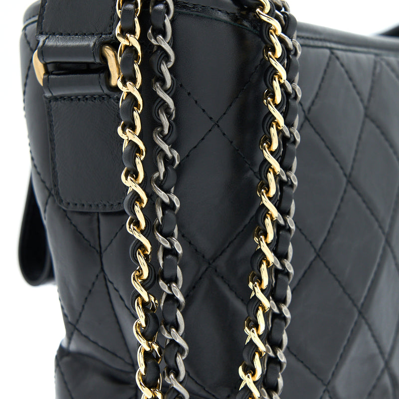 Chanel Large Gabrielle Hobo Bag Aged Calfskin Black Multicolour Hardware