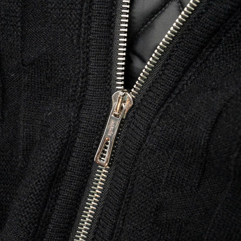 Hermes Size 36 Zip Blouson Jacket Virgin Wool Black