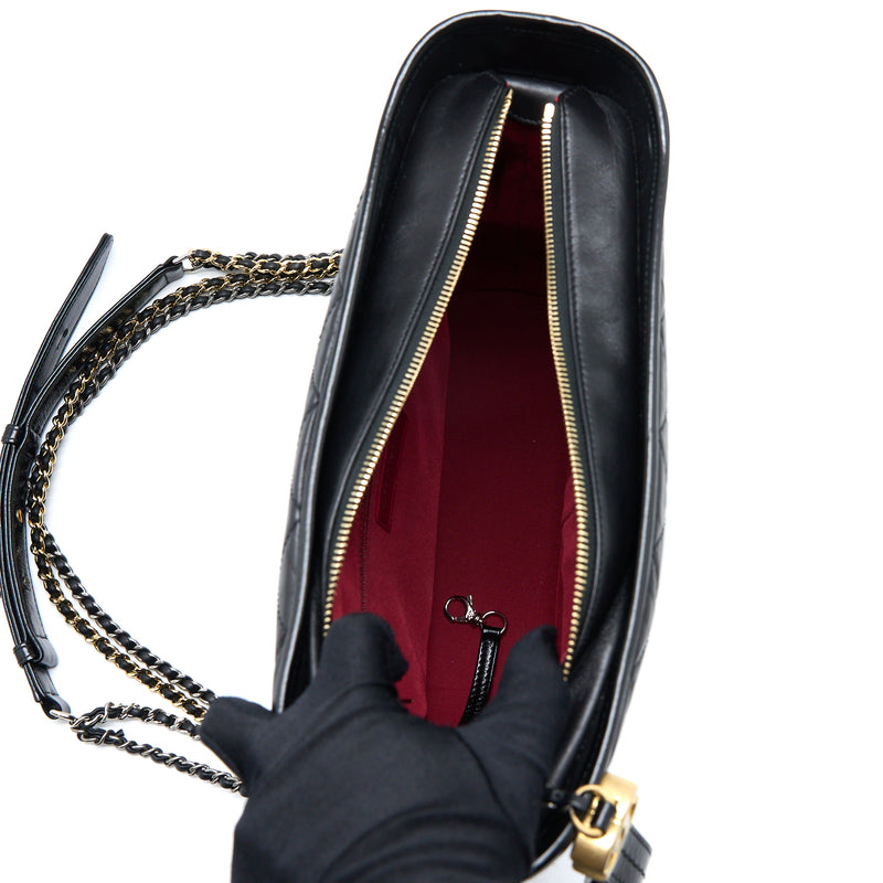 Chanel Large Gabrielle Hobo Bag Aged Calfskin Black Multicolour Hardware