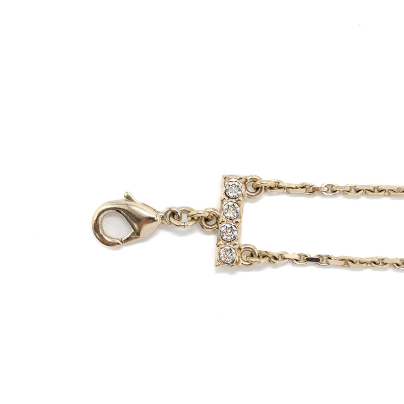 Chanel Double Chains Chocker Crystal/Pearl Light Gold Tone