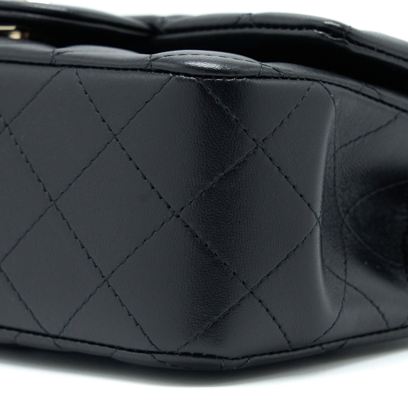 Chanel Top Handle Mini Rectangular Flap Bag Lambskin Black LGHW (Microchip)