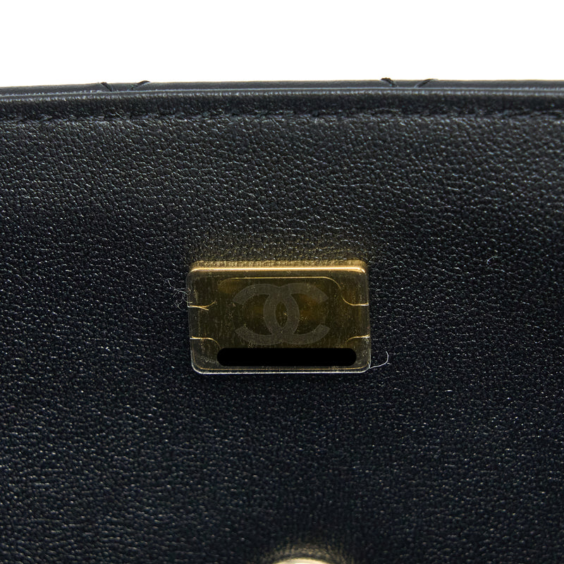 Chanel Top Handle Mini Rectangular Flap Bag Lambskin Black LGHW (Microchip)