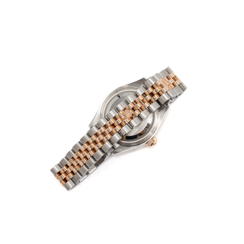 Rolex Lady-Datejust 28mm oystersteel / everose gold chocolate diamond-set dial jubilee bracelet model: M279171-0011