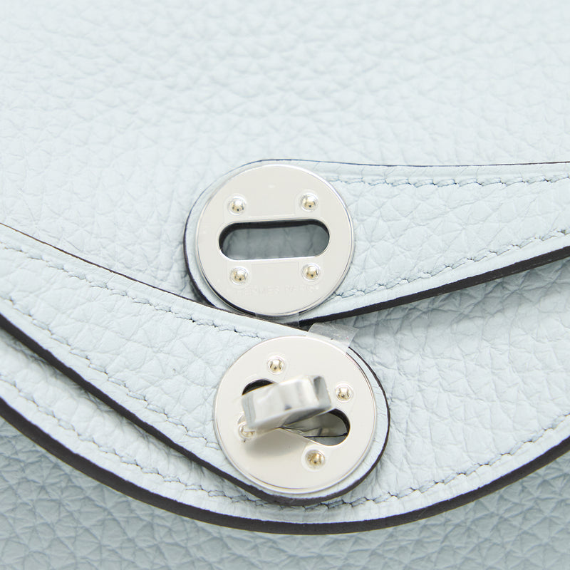 Hermes Mini Lindy Clemence Blue Pale SHW Stamp B