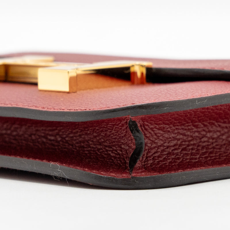 Hermes Constance Slim Evercolor K1 Rouge Grenat GHW Stamp