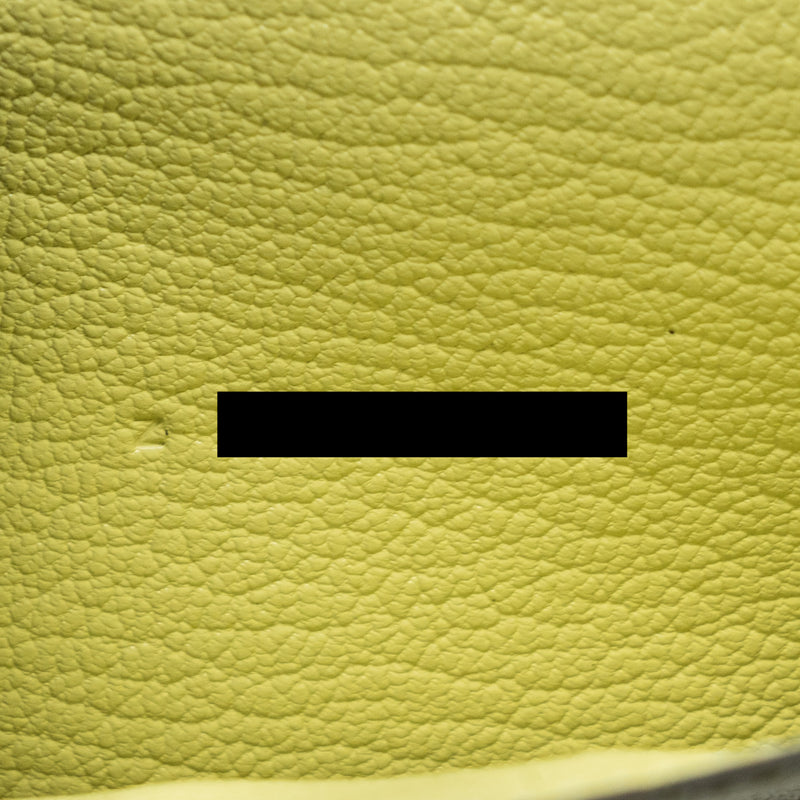 Hermes Kelly Pocket Compact Chevre Mysore R9 Jaune Bourge SHW Stamp Z