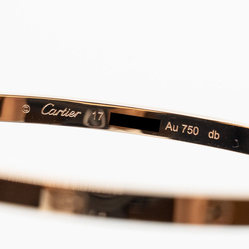 Cartier Size 17 Love Bracelet, Small Model, Rose Gold