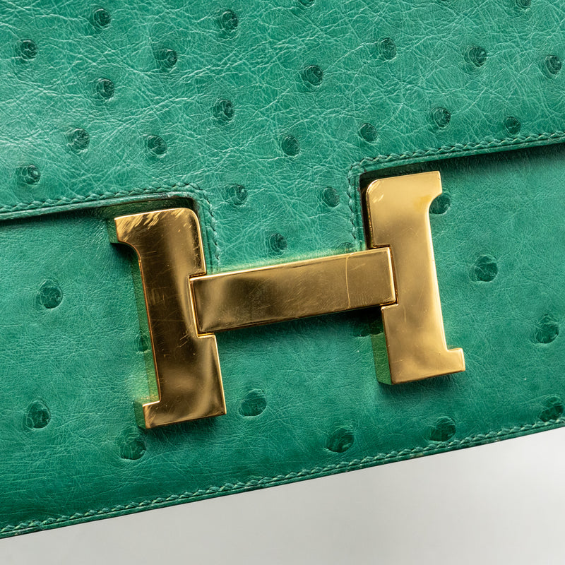 Hermes Mini Constance Ostrich Vert Vertigo GHW Stamp A