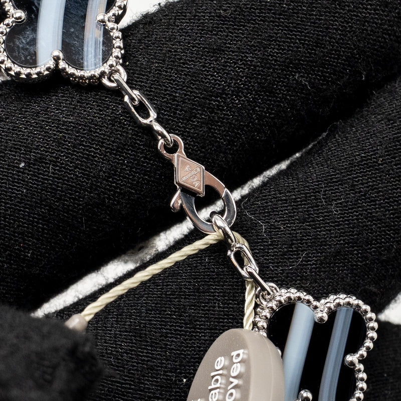 Van Cleef & Arpels Vintage Alhambra Bracelet 5 Motifs Veined Onyx White Gold