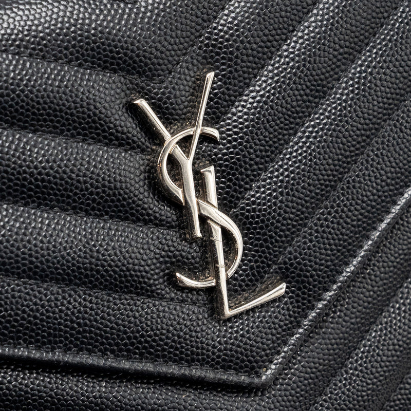 Saint Laurent Envelope Wallet on Chain Grained Calfskin Black SHW